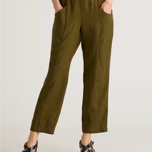 Quince Olive Cropped Linen Pants